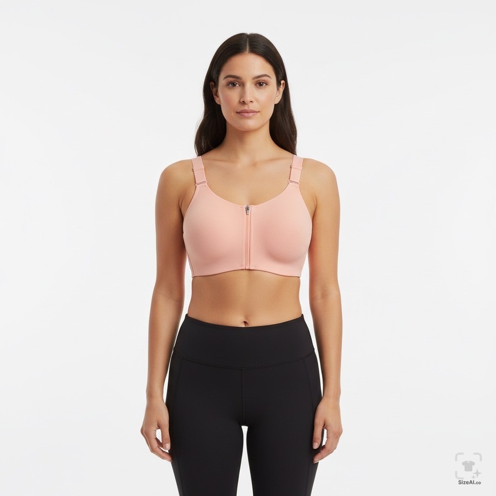 All in Motion Pink Zip Front High Support Sports Bra 36B Adjustable Straps